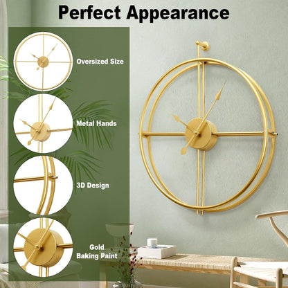 ✨ Elevate Your Space with Our Stunning Gold Wall Clock! 🕒 Perfect for Living Rooms, Bedrooms, and More! 🏡 Minimalist Design, Non-Ticking, Battery Operated! #HomeDecor #WallClock #Minimalism