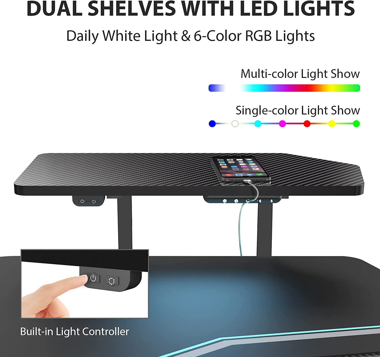 "Ultimate 72" Gaming & Music Studio Desk - Electric Adjustable Height with LED Shelves & Keyboard Tray for Live Streaming & Recording!"