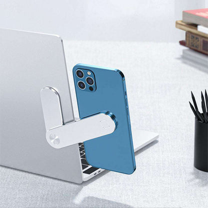 "Versatile Adjustable Laptop Phone Holder - Magnetic Side Mount Clip for Dual Screen Setup, Foldable Aluminum Tablet Stand"