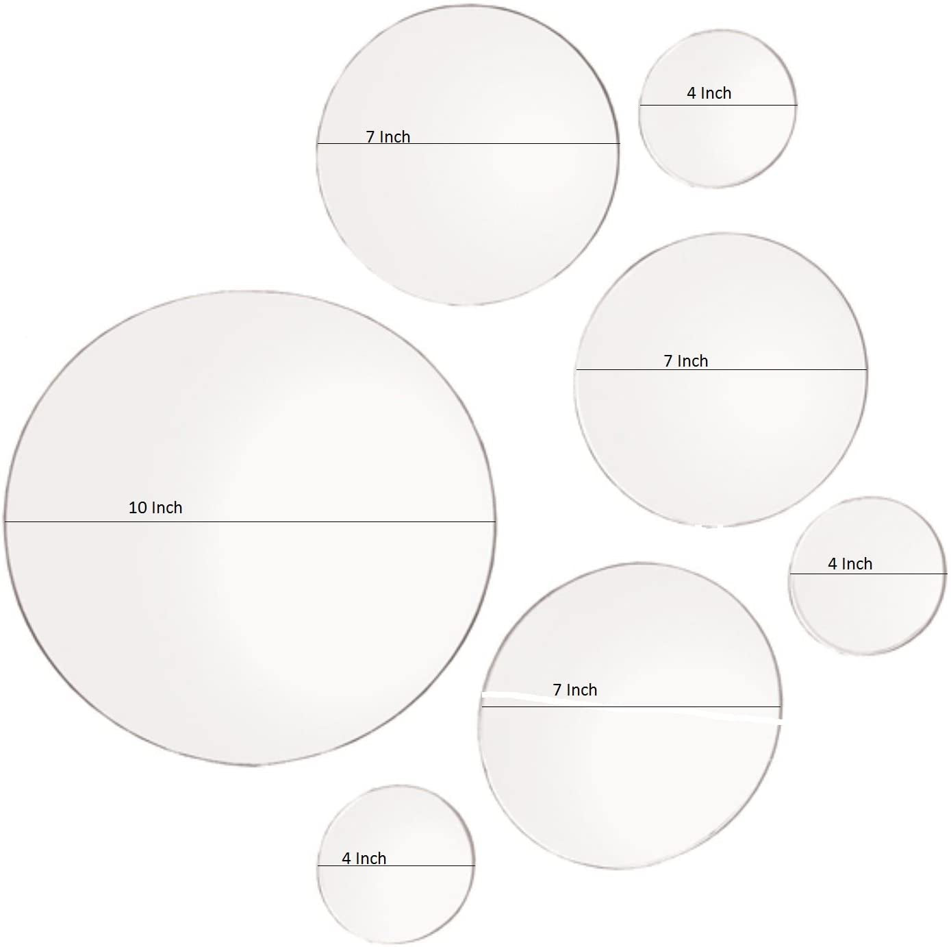 "Stylish Set of 7 Round Wall Mirrors - Perfect for Living Room, Bedroom, or Bathroom - Assorted Sizes (10”, 7”, 4”)!"