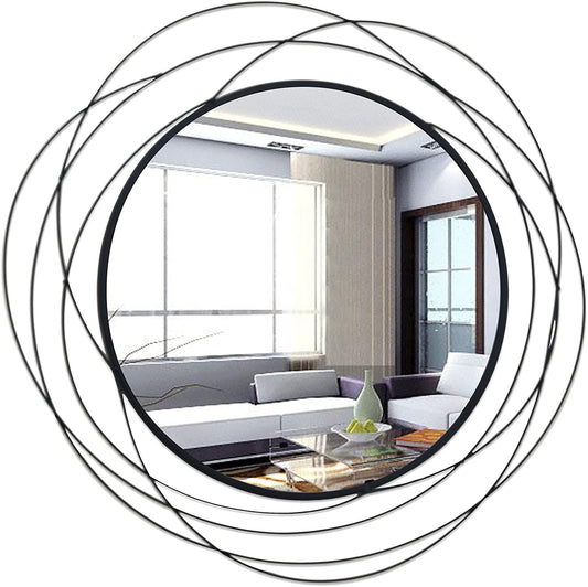 "Stylish 26.8” Round Black Wall Mirror - Perfect for Bathroom, Living Room, or Bedroom Decor!"