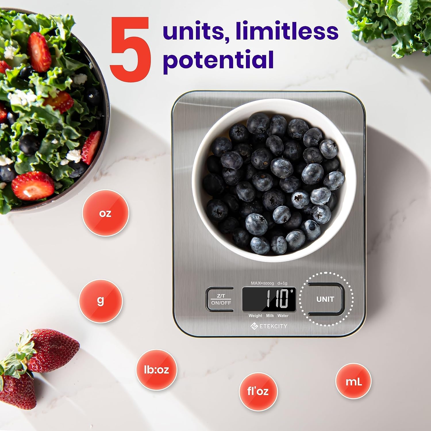 "Precision Digital Kitchen Scale - Perfect for Weight Loss, Baking, Cooking & Meal Prep - Sleek 304 Stainless Steel Design with LCD Display"