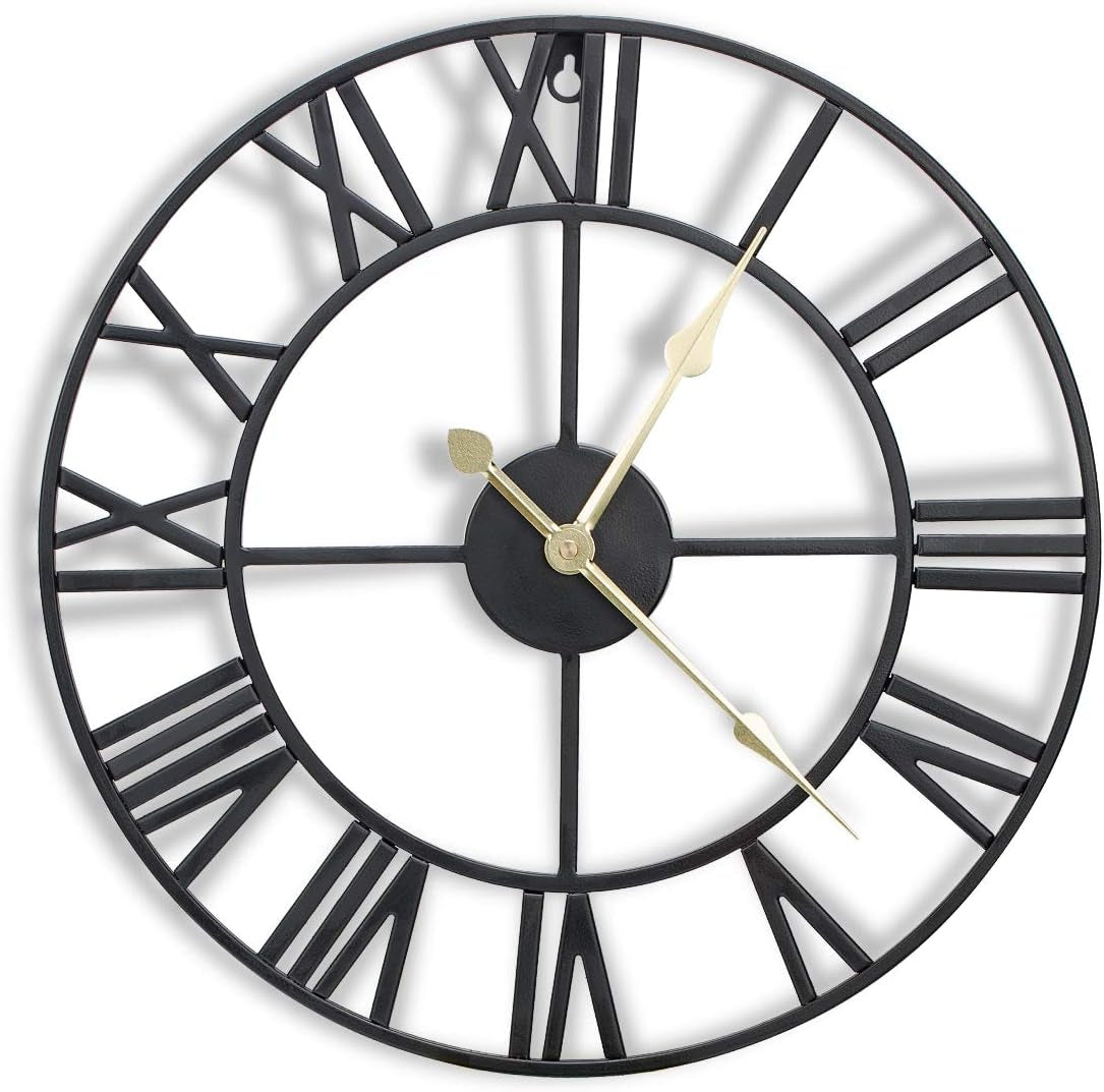 🕒 Elevate Your Space with Our 16" Black Metal Wall Clock! 🖤✨ Featuring 3D Roman Numerals and Silent Movement, it's the perfect decor for your kitchen, living room, or farmhouse! #HomeDecor #WallClock #InteriorDesign