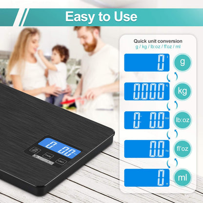 "Precision Digital Food Scale - 33Lb Capacity, 1G/0.1Oz Accuracy, Stainless Steel & Tempered Glass, Perfect for Cooking & Baking!"