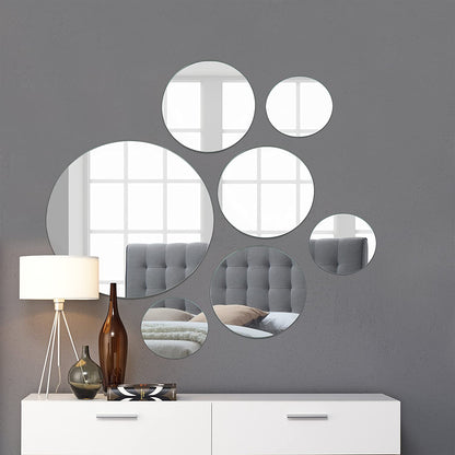 "Stylish Set of 7 Round Wall Mirrors - Perfect for Living Room, Bedroom, or Bathroom - Assorted Sizes (10”, 7”, 4”)!"