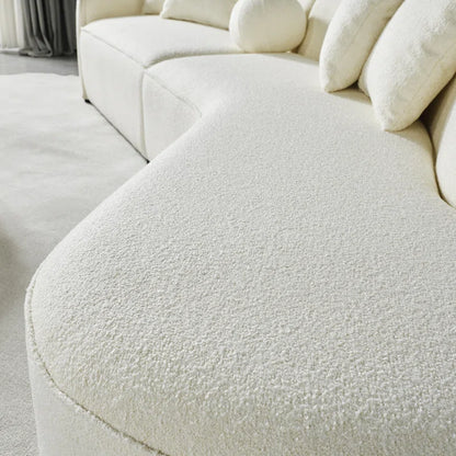 "Elegant 133" Japandi Style Curvy Sectional Couch in Luxurious Boucle Fabric"