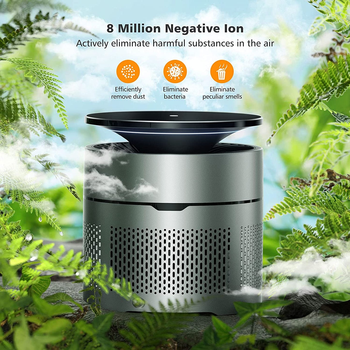 "Ultimate HEPA Air Purifier for Home & Bedroom - 4-Stage Filtration for Smoke & Allergens (Stylish Gray)"