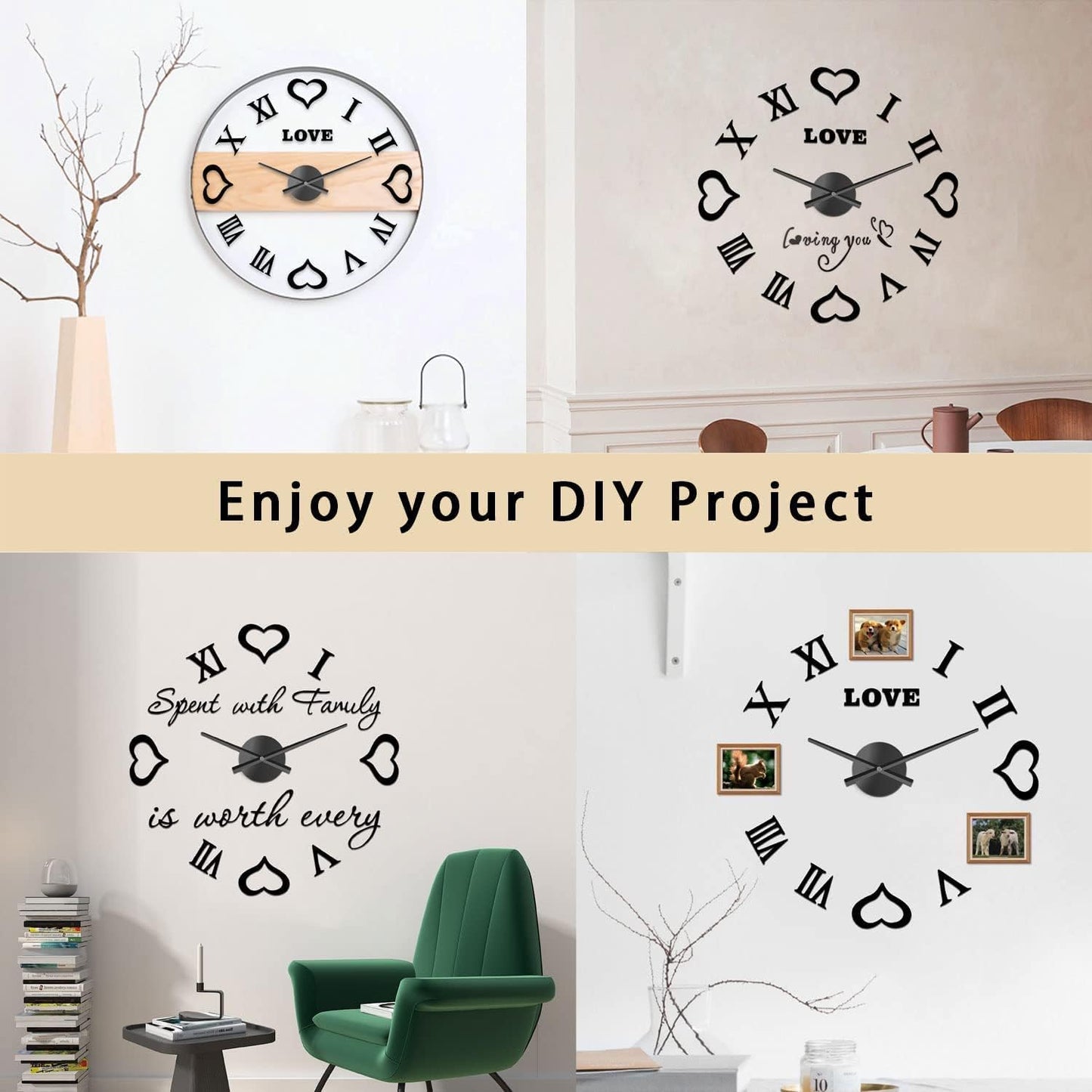 ✨ Transform Your Space with Our DIY Frameless Wall Clock Kit! 🕒💖 Create a Stunning 3D Design with Mirror Heart Stickers - Perfect Gift for Any Occasion! 🏡✨ #HomeDecor #DIYClock #GiftIdeas