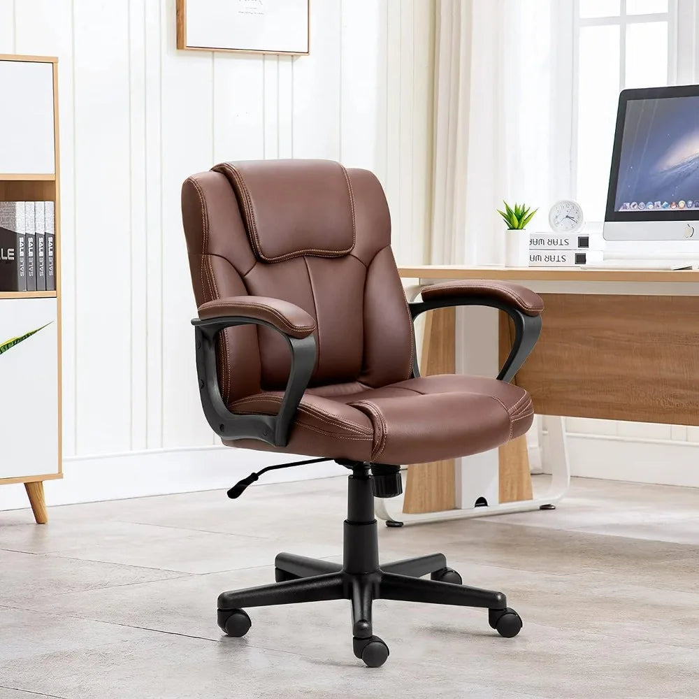 "Luxurious Brown PU Leather Recliner Chair with Waist Support - Ideal for Living Room, Office & Desk - Enjoy Free Shipping!"