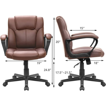 "Luxurious Brown PU Leather Recliner Chair with Waist Support - Ideal for Living Room, Office & Desk - Enjoy Free Shipping!"