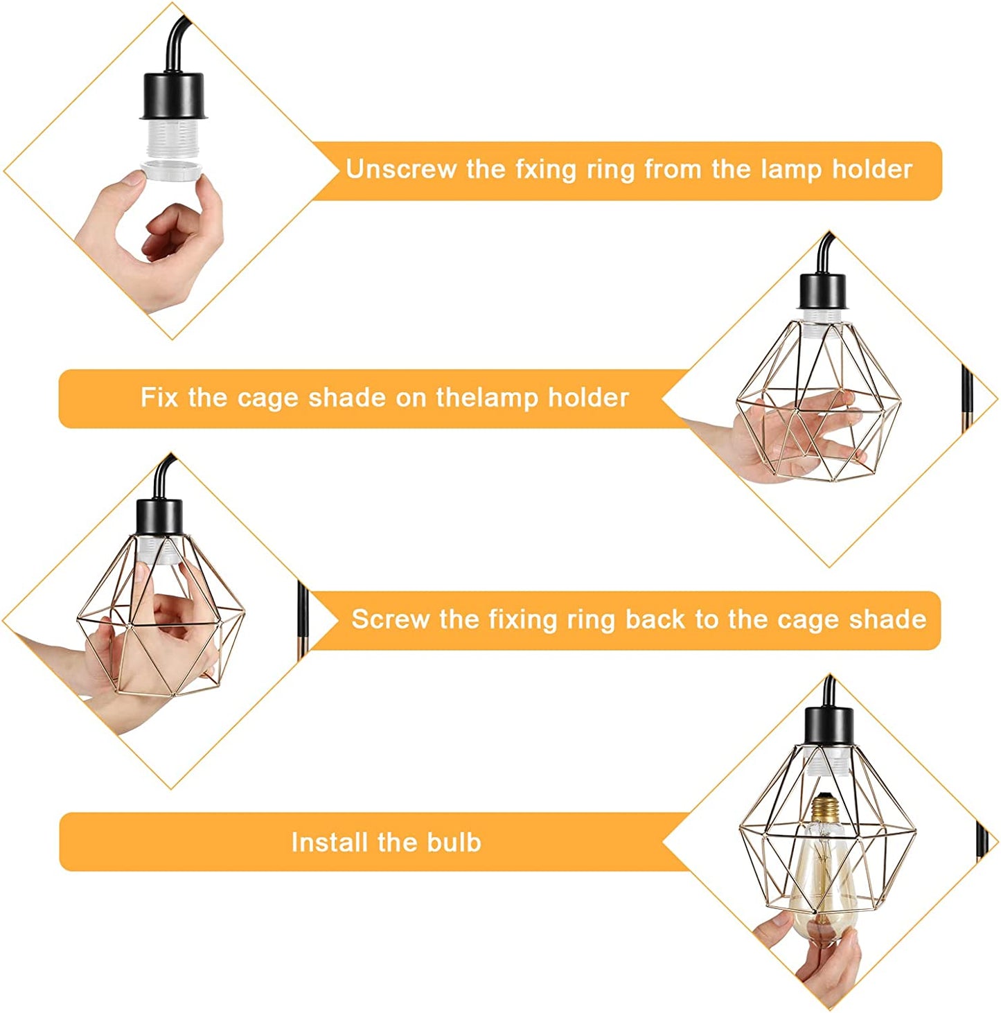 "Stylish Industrial USB Desk Lamp with Vintage Gold Metal Cage - 2 USB Ports & 1 AC Outlet for Bedroom, Living Room, and Office"