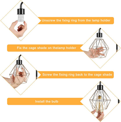 "Stylish Industrial USB Desk Lamp with Vintage Gold Metal Cage - 2 USB Ports & 1 AC Outlet for Bedroom, Living Room, and Office"