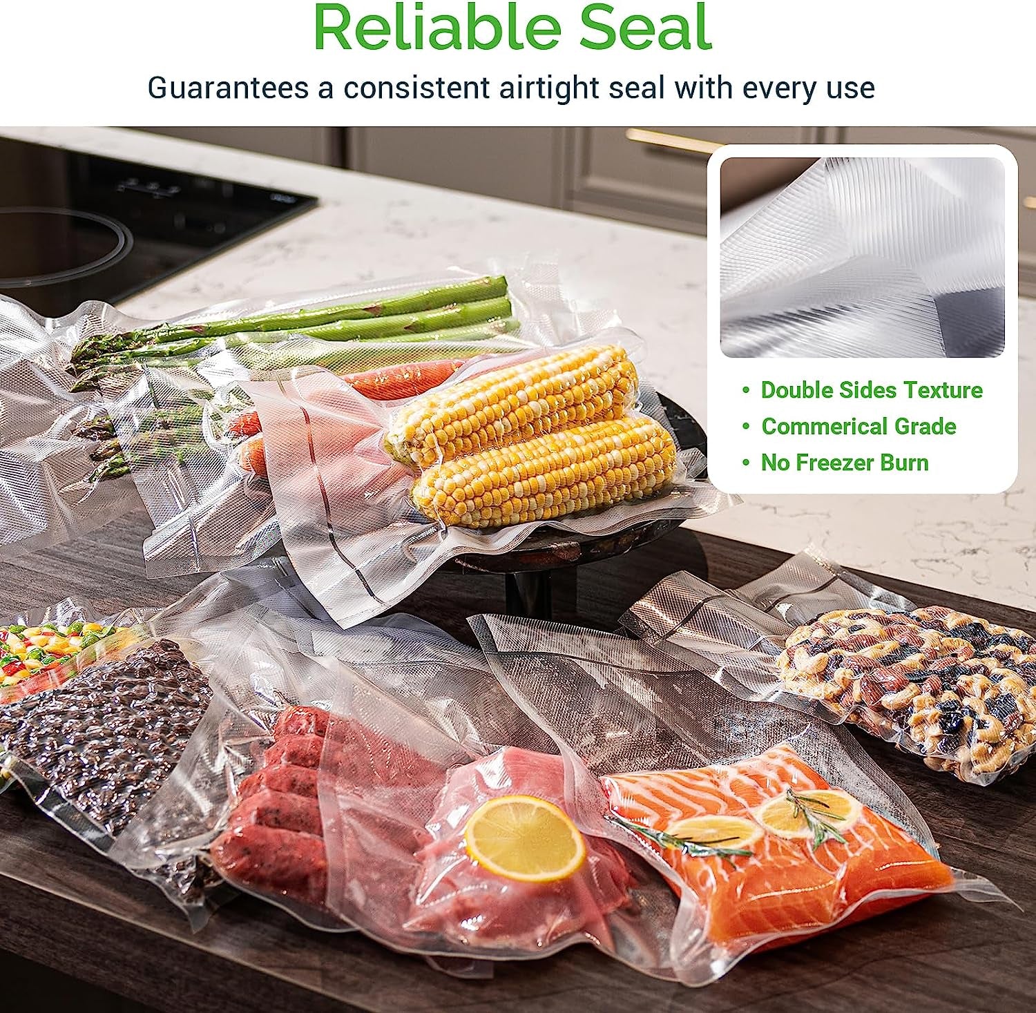 "Premium Vacuum Sealer Bags - 2 Pack 8" x 16' Rolls, BPA-Free, Perfect for Sous Vide & Food Storage!"